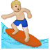 🏄🏼 person surfing: medium-light skin tone display on Samsung